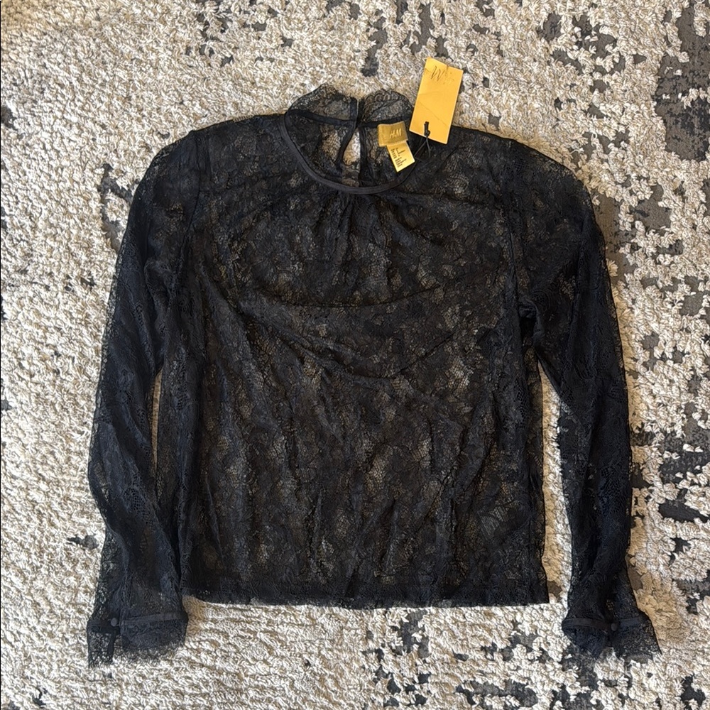 Elegant Black Lace Women's Top H& M